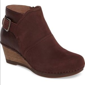 Dansko Shirley Wine Nubuck wedge booties